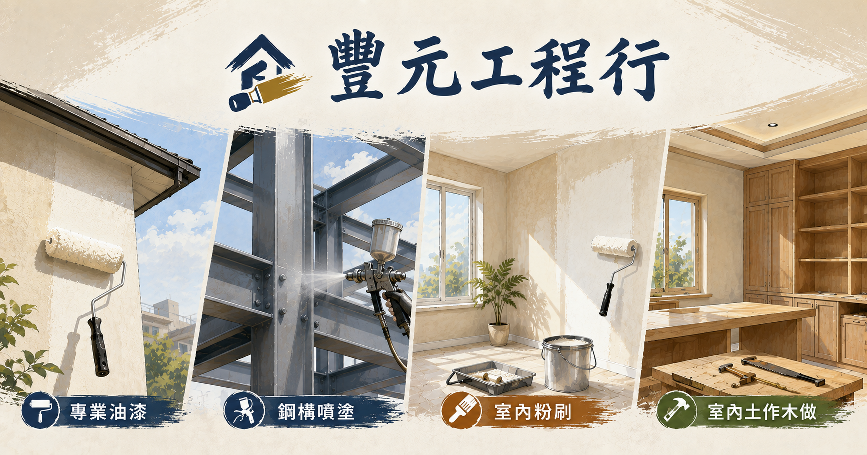 豐元工程行－專業油漆、鋼構噴塗、室內粉刷、土木工程